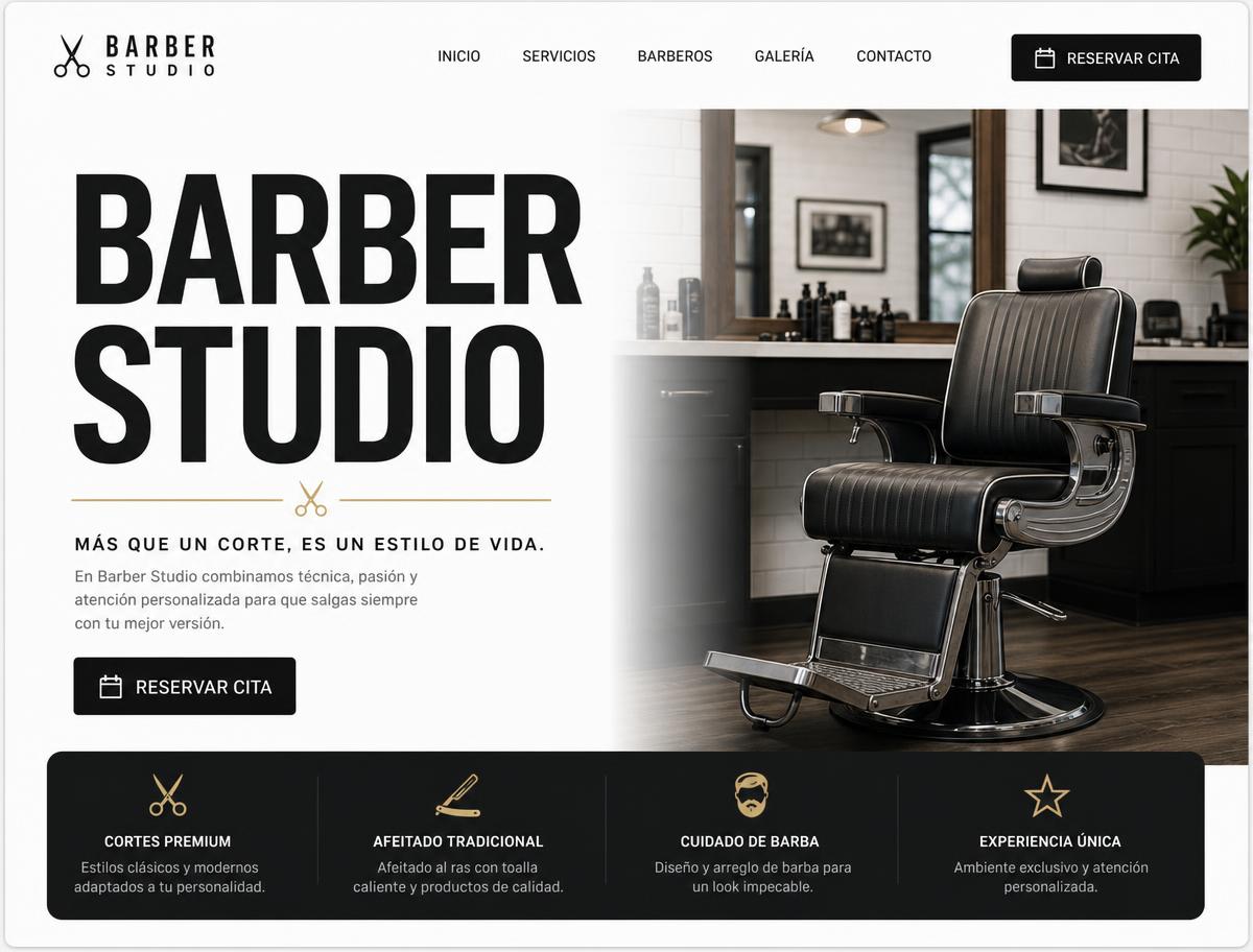 Vista previa del proyecto de demostración Barber Studio