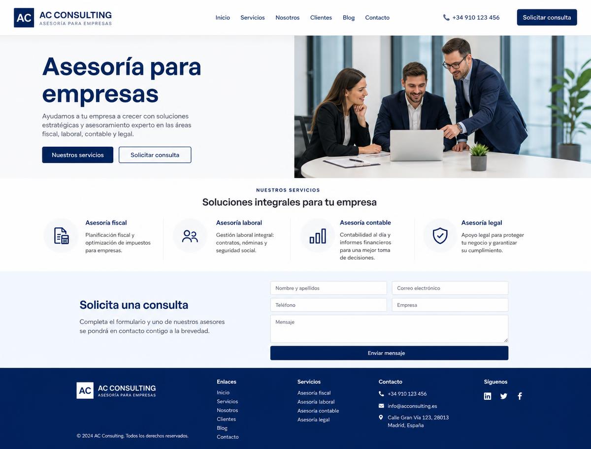 Vista previa del proyecto de demostración AC Consulting